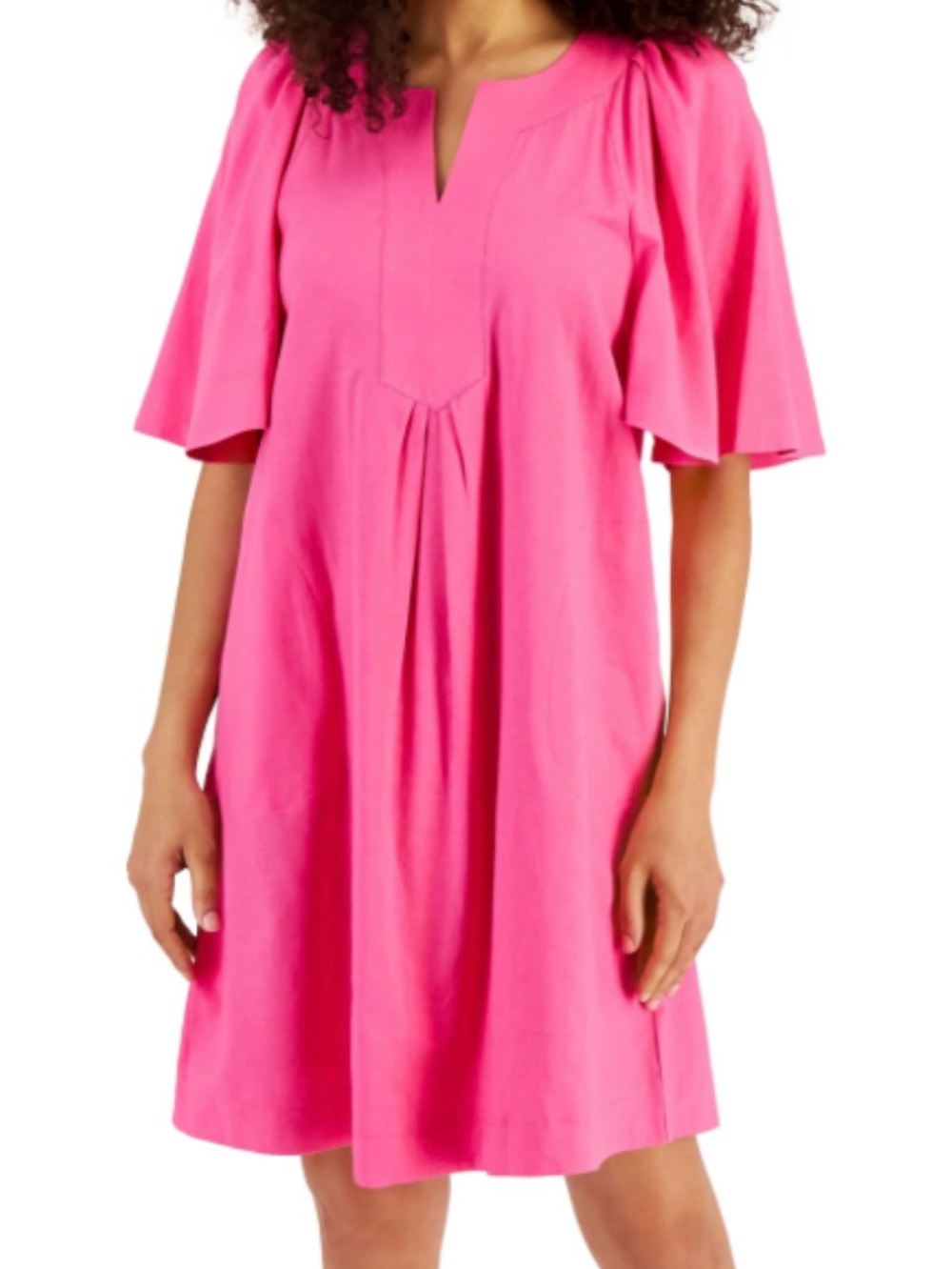 THML Vibrant Pink Flutter-Sleeve Tunic